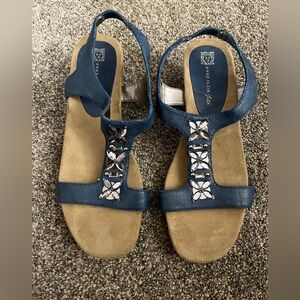 Anne Klein Navy Blue Sandals with Silver Accents